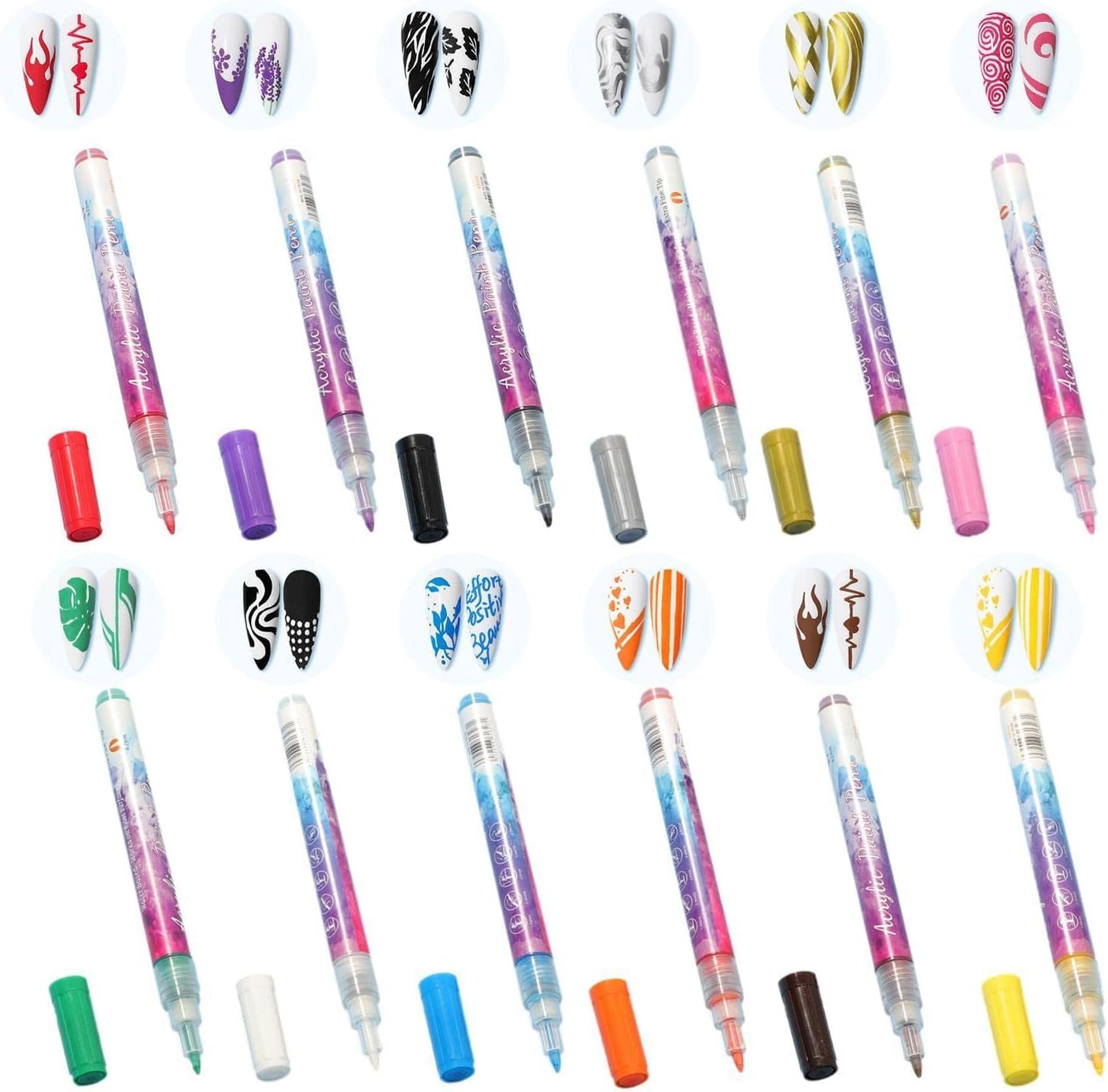 Vibrant 12-Color Nail Art Pens™