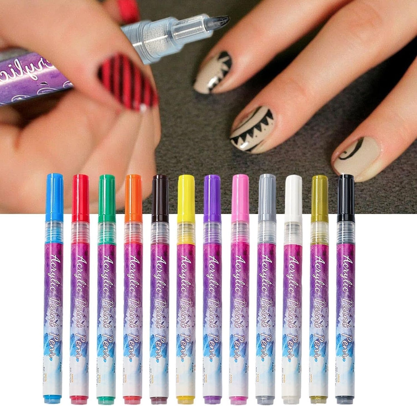 Vibrant 12-Color Nail Art Pens™