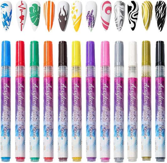 Vibrant 12-Color Nail Art Pens™